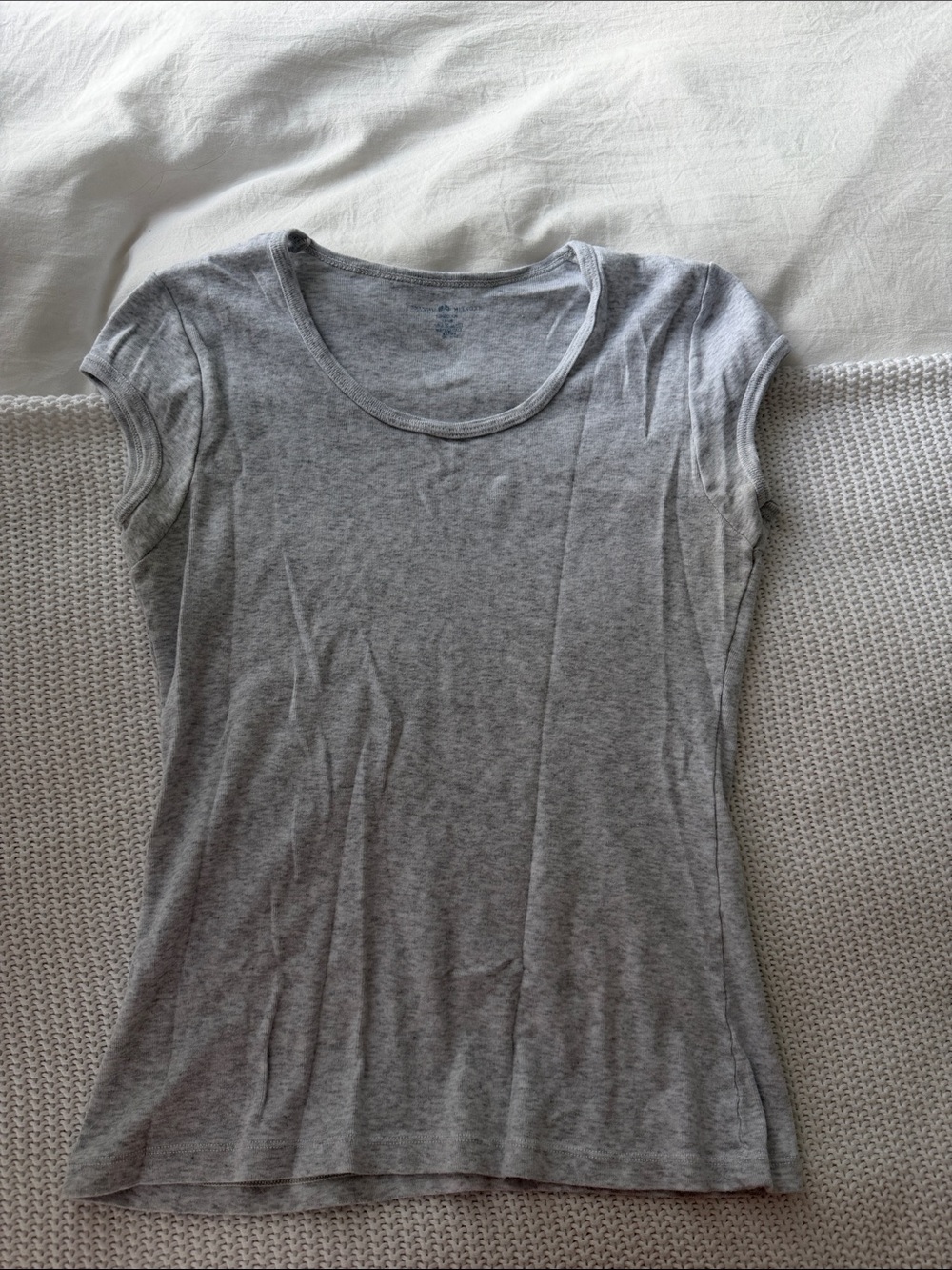 Brandy Melville Light Gray Scoop Neck Short Sleeve Tee